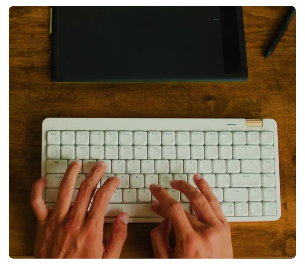 Lofree Flow Lite Low-Profile Mechanical Keyboard, 84-Key Compact Layout, Tri-Mode 2.4G/Bluetooth/USB-C, 2000mAh Battery, Specter Linear Switch 40gf, PBT Double-Shot Keycaps, 1000Hz Polling Rate, Volume Knob - Beige