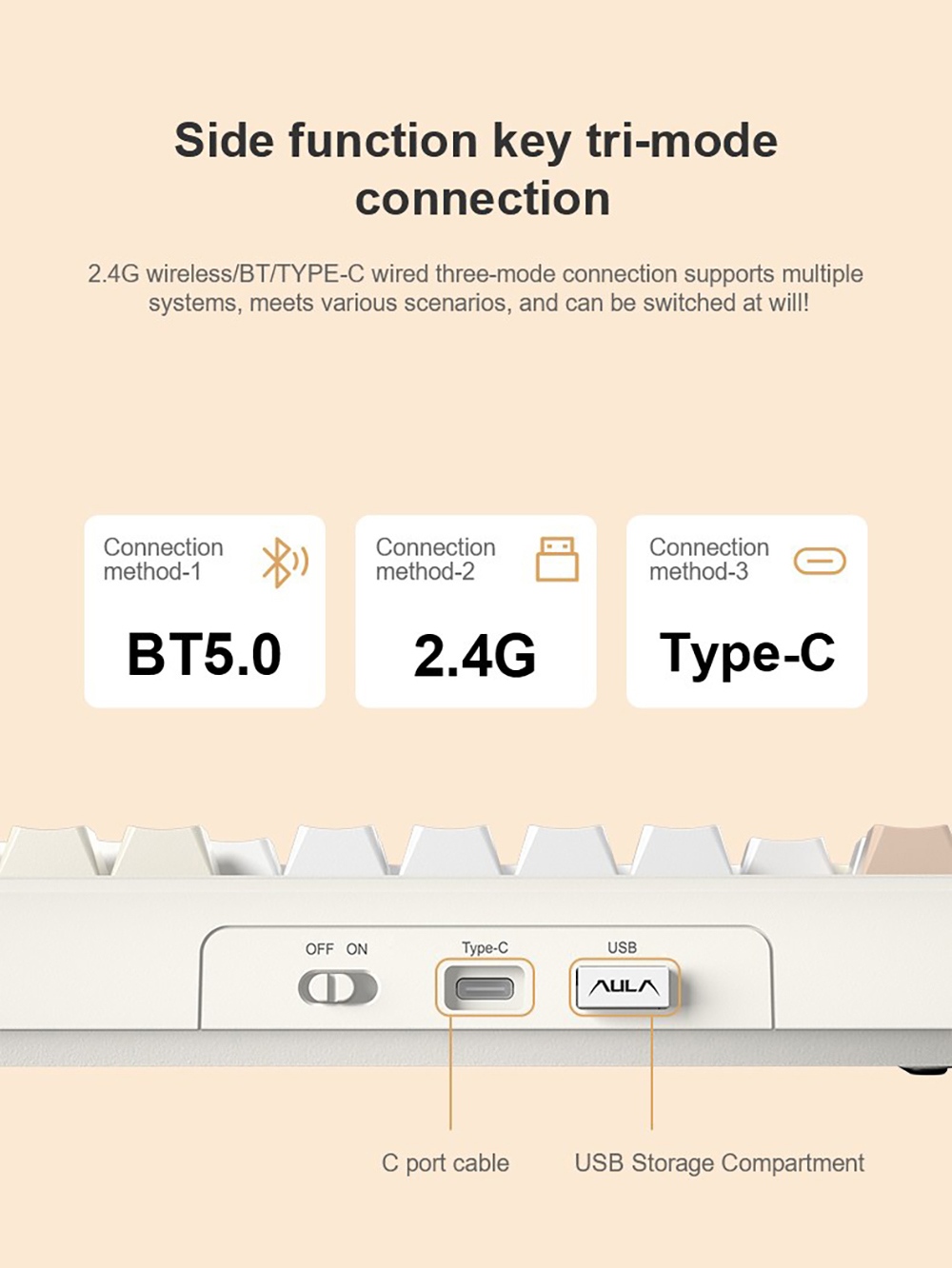 AULA F108 Pro Tri-Mode Wireless Mechanical Keyboard, 104-Key Gasket Mount, Hot-Swappable LEOBOG Graywood V3 Linear Switch, 1.14-Inch LCD Screen, RGB Backlit, 8000mAh Battery