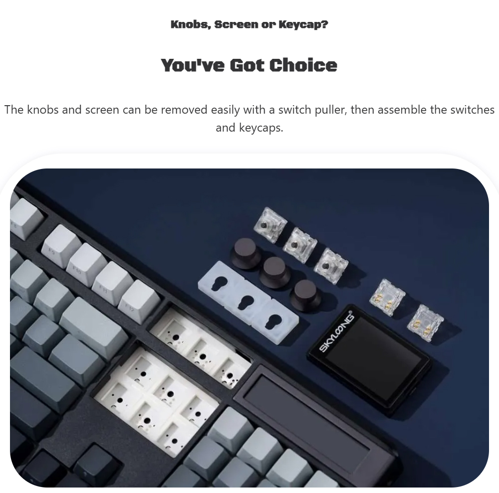 Skyloong GK104 Pro 3.0 Dual-Screen Wireless Mechanical Keyboard, 104-Key Hot-Swappable KTT Rose Silver Linear Switch, Tri-Mode Wired & 2.4G & Bluetooth, 8000mAh Battery, RGB Backlit