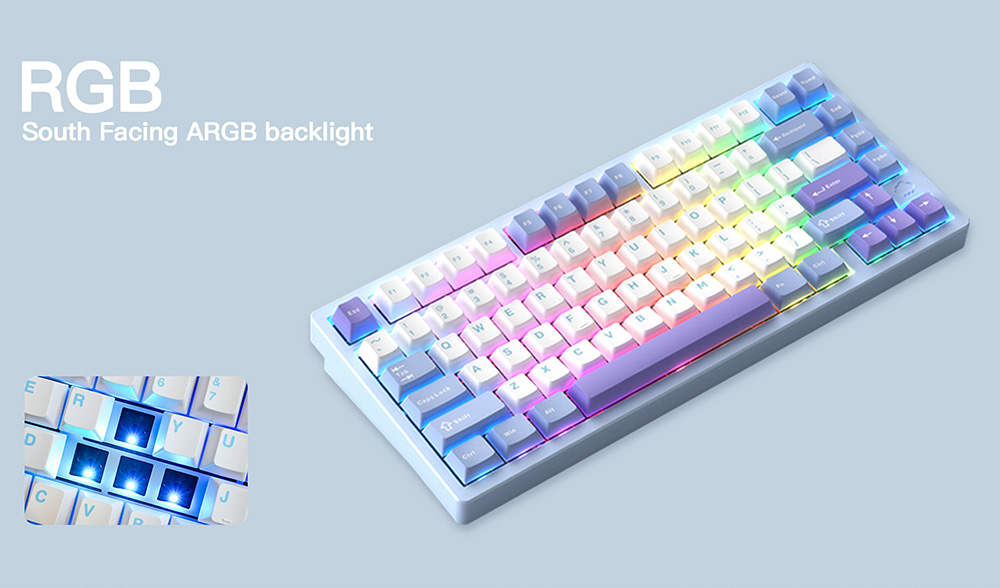 WOBKEY Rainy75 Tri-Mode Wireless Mechanical Keyboard, CNC 6063 Aluminum, 75% Layout, Gasket Mount, RGB Backlit, Hot-Swappable, 3500mAh Battery