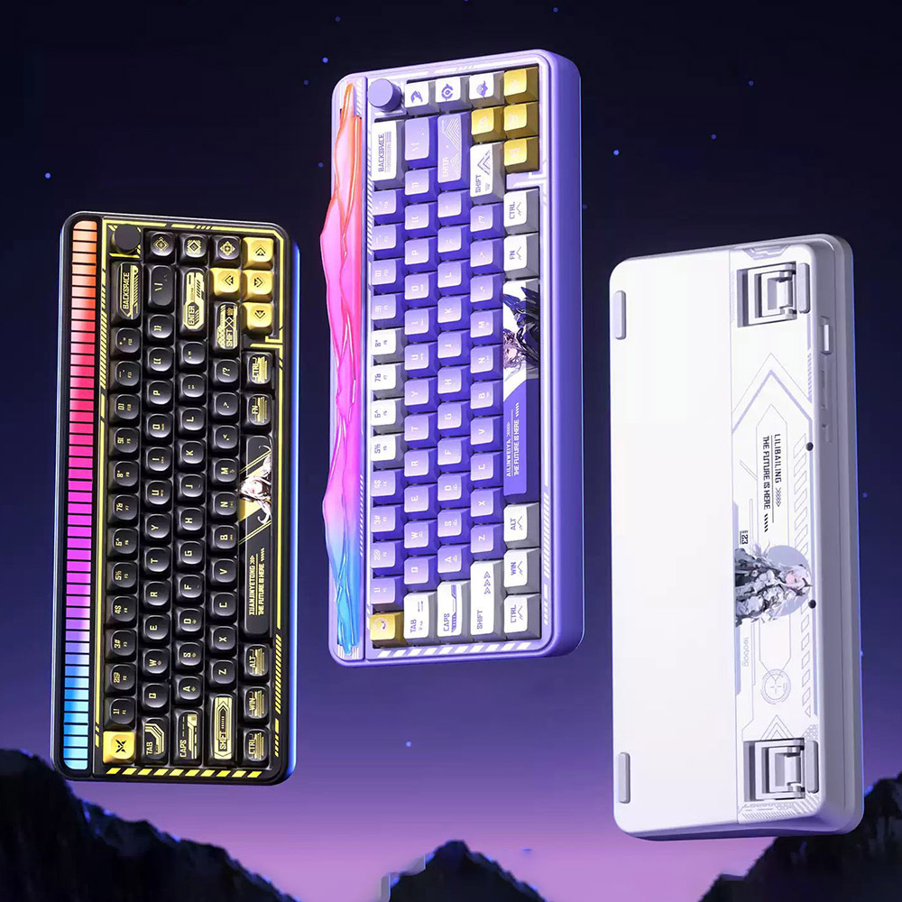LEOBOG Hi65 Tri-Mode Wireless Mechanical Keyboard, 65% Layout, Gasket Mount, Hot-Swappable Jasper Linear Switch, PBT Dye-Sublimation Keycaps, RGB Backlight, 4000mAh Battery, Type-C/2.4G/Bluetooth - Black