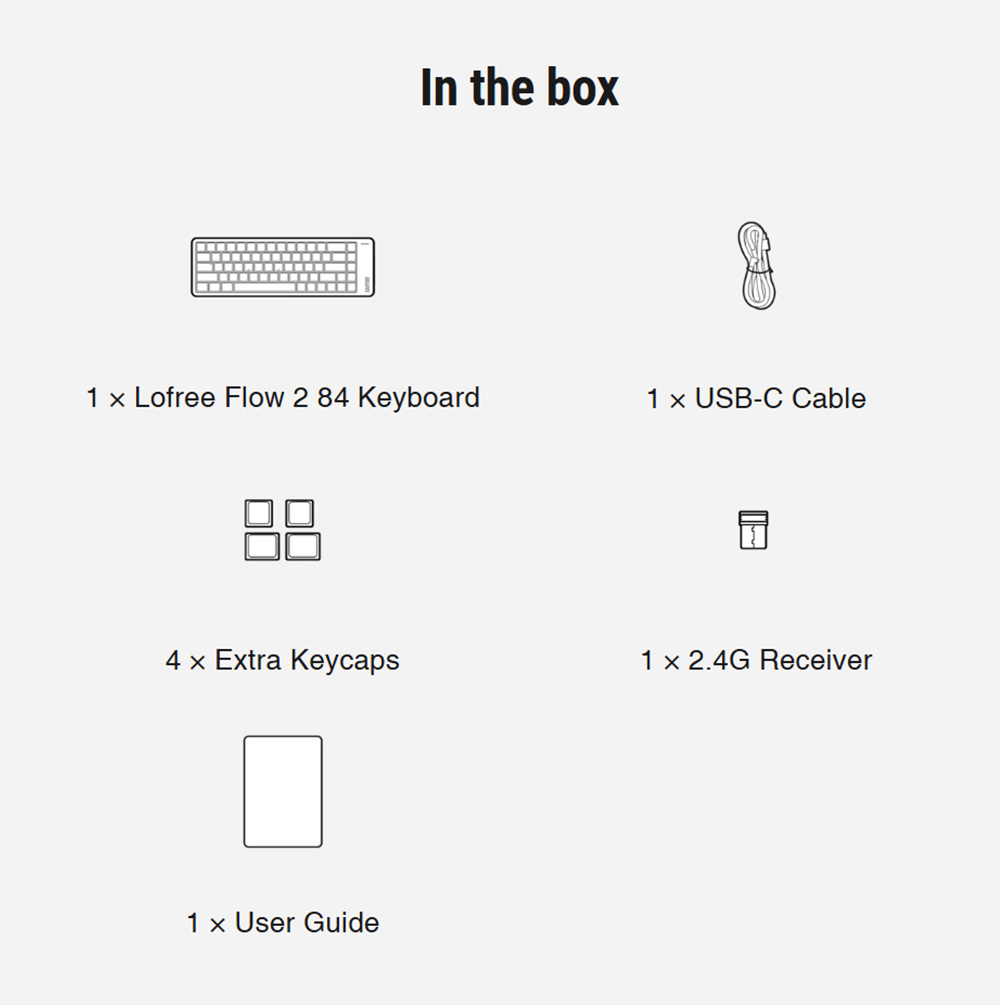 Lofree Flow 2 84 Tri-Mode Wireless Low Profile Mechanical Keyboard, 84-Key Gasket Mount, PBT + PC Double-Shot Keycaps, Lofree x Kailh Void Silence Linear Switch, Aluminum Case