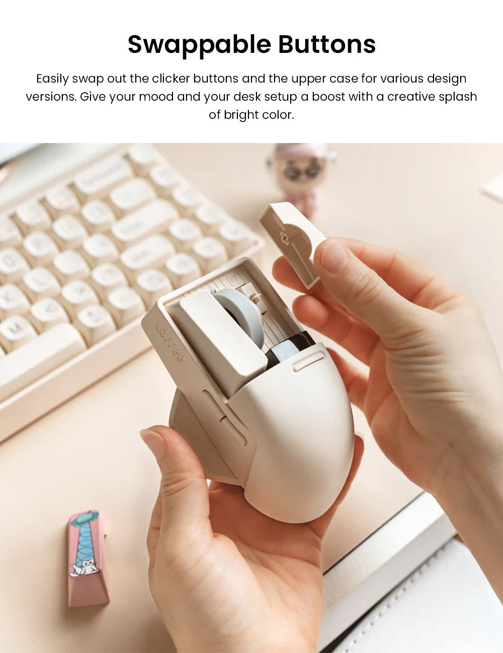 Lofree 0E909 3805sensor OLED Screen Triple-Mode Wireless Mouse - White