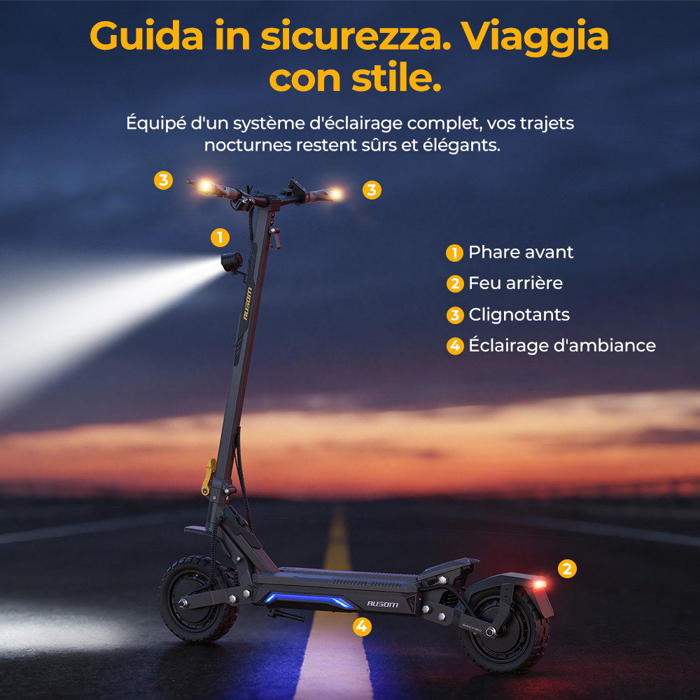 Ausom Gosoul 2 Pro Trottinette &Eacute;lectrique Double Moteur, Moteur 1000W*2, Batterie 48V 18Ah, Pneus 10 pouces, Vitesse Maximale 60km/h, Autonomie 90km, Freins &agrave; Disque Avant & Arri&egrave;re, Double Suspension Avant, D&eacute;verrouillage NFC
