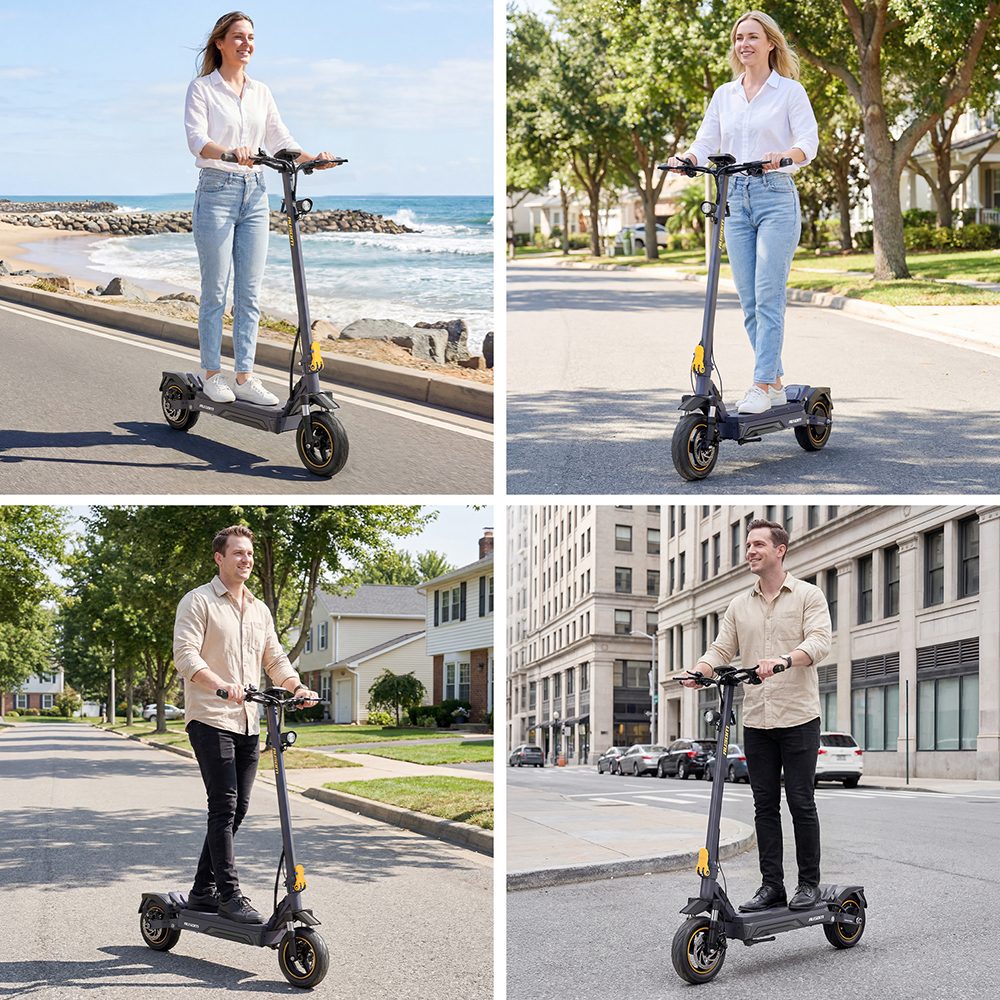 Ausom Laluz 2 Pro Elektroroller, 1000W Motor, 48V 18Ah Akku, 10-Zoll-Reifen, 25 km/h H&ouml;chstgeschwindigkeit, 90 km Reichweite, Vor- und Hinten Scheibenbremse, Doppelte Vorderradaufh&auml;ngung, NFC-Entsperrung