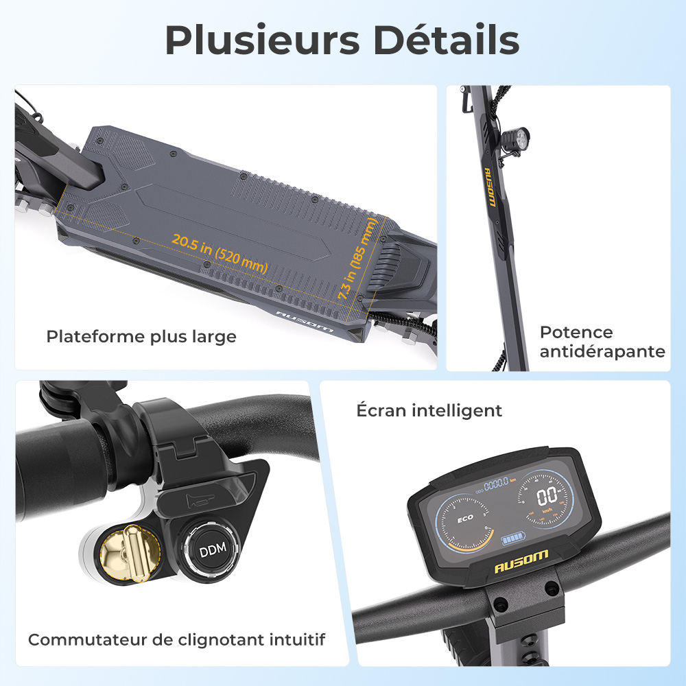 Ausom Gosoul 2 Pro Trottinette &Eacute;lectrique Double Moteur, Moteur 1000W*2, Batterie 48V 18Ah, Pneus 10 pouces, Vitesse Maximale 60km/h, Autonomie 90km, Freins &agrave; Disque Avant & Arri&egrave;re, Double Suspension Avant, D&eacute;verrouillage NFC