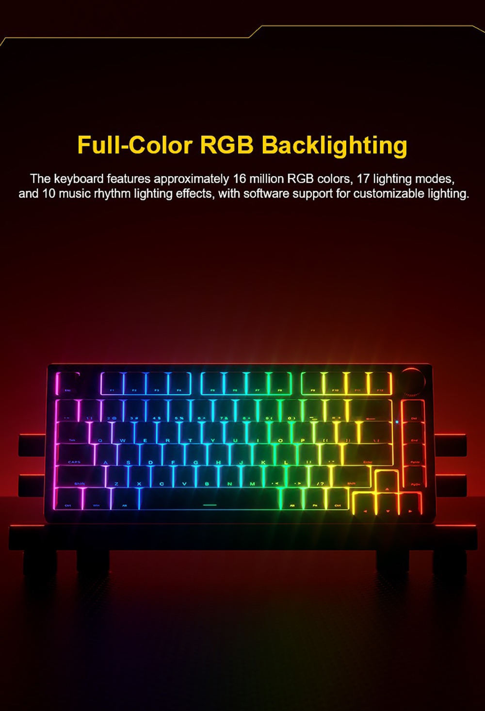 LEOBOG Hi75C Pro Tri-Mode Wireless Mechanical Keyboard, 75% Layout, Aluminum Case, Gasket Mount, Hot-Swappable, RGB Backlit, Knob Control, 4000mAh Battery