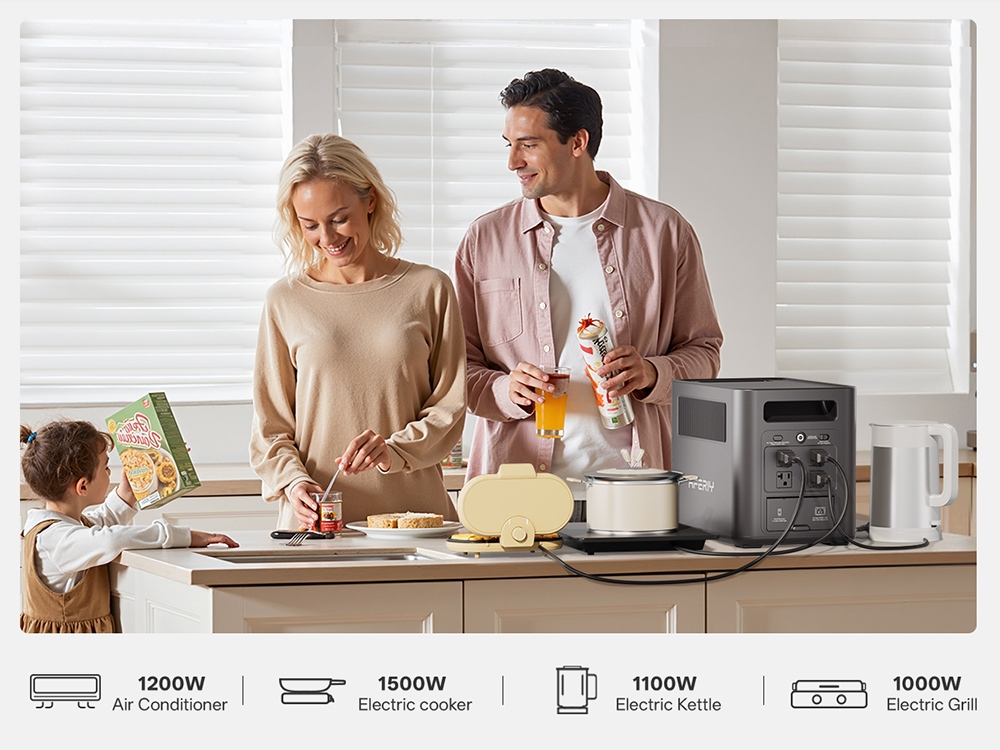 AFERIY Nomad1800 P180 Portable Power Station, 1800W Pure Sine Wave (3600W Peak), 1024Wh LiFePO4 Battery, 1500W Fast Charging, <10ms UPS Backup, 13 I/O Ports, 4 Charging Methods