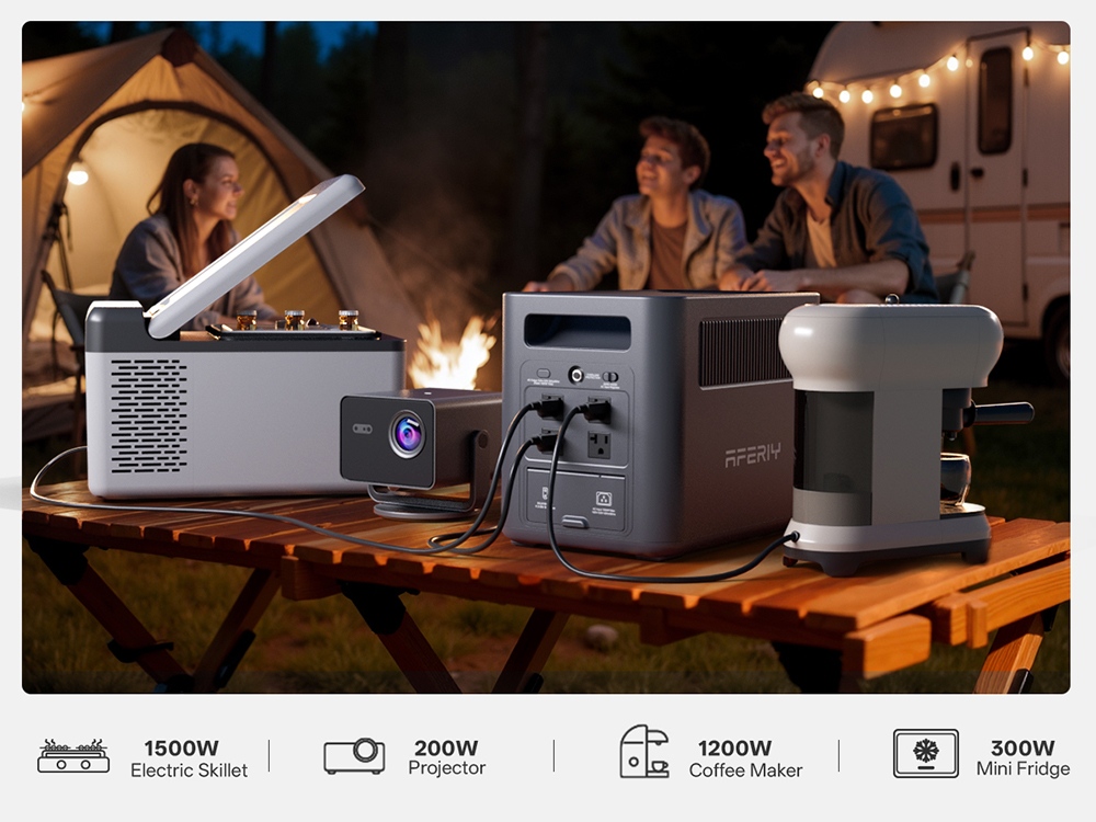 AFERIY Nomad1800 P180 Portable Power Station, 1800W Pure Sine Wave (3600W Peak), 1024Wh LiFePO4 Battery, 1500W Fast Charging, <10ms UPS Backup, 13 I/O Ports, 4 Charging Methods