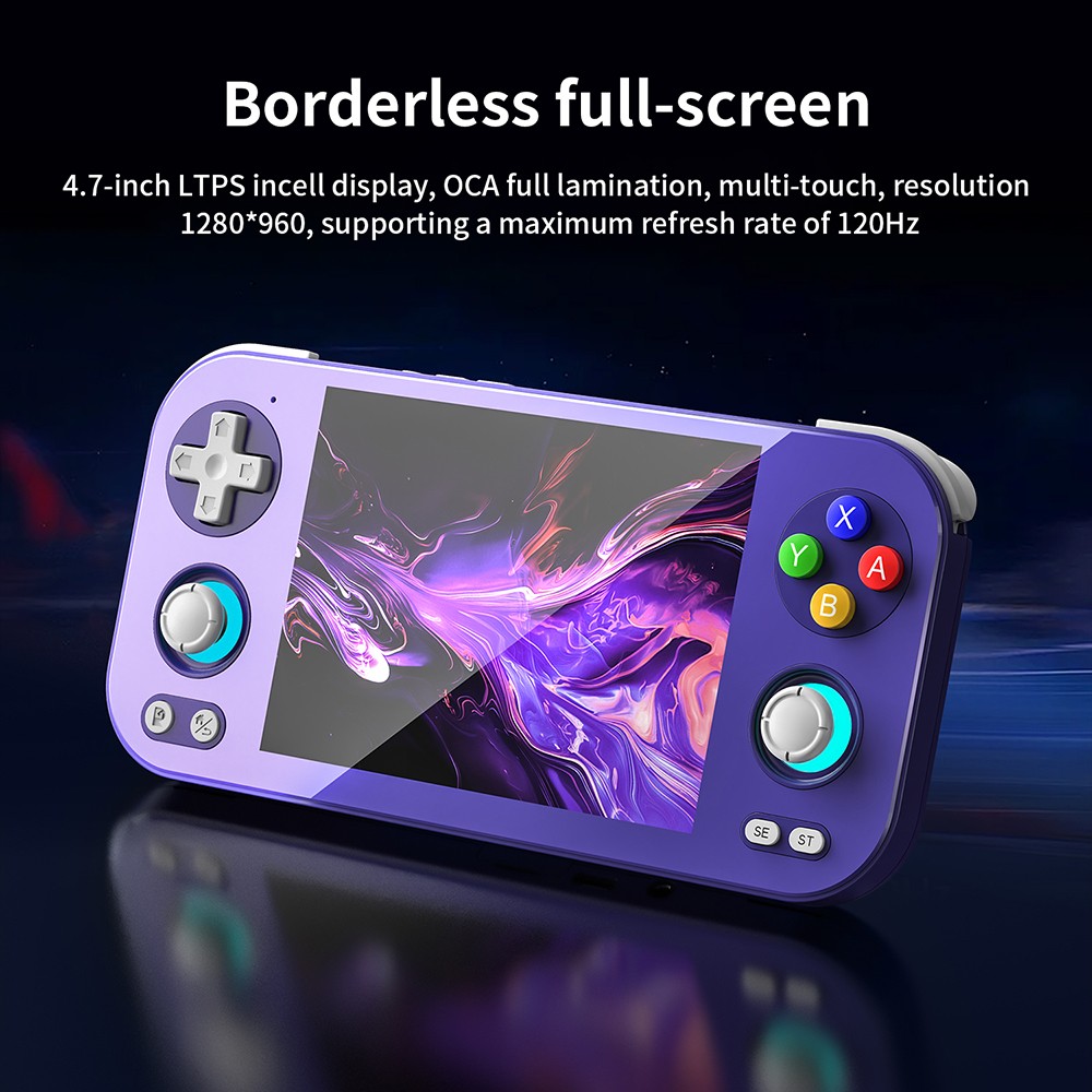 ANBERNIC RG476H AI Game Console, 4.7 inch 1280*960 120Hz Screen, 256GB TF Card with 8200 Games, 8GB LPDDR4X RAM 128GB UFS2.2 Storage, Supports PS2, WII, NGC, 3DS, PSP, DC, SS, PS1, NDS, N64, ARCADE, FBA, NEOGEO, GBA, GBC, GB, SFC, FC - Indigo