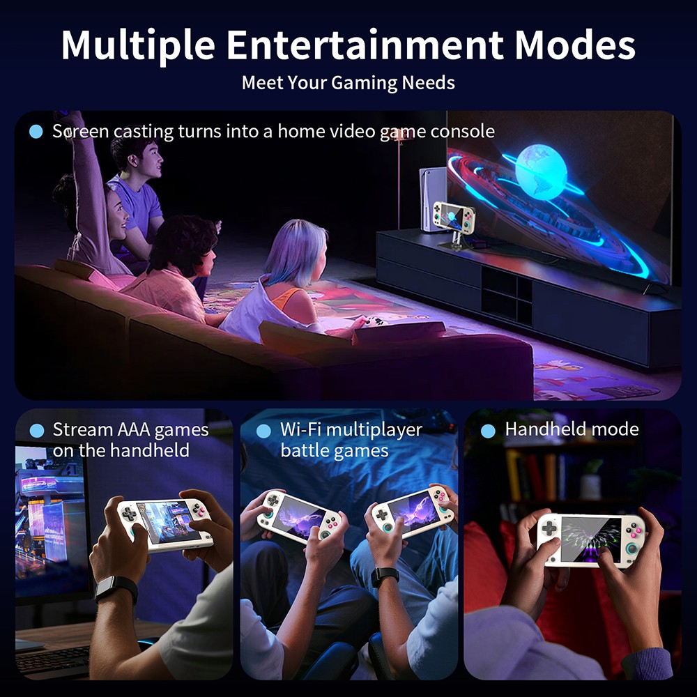 ANBERNIC RG476H AI Game Console, 4.7 inch 1280*960 120Hz Screen, 256GB TF Card with 8200 Games, 8GB LPDDR4X RAM 128GB UFS2.2 Storage, Supports PS2, WII, NGC, 3DS, PSP, DC, SS, PS1, NDS, N64, ARCADE, FBA, NEOGEO, GBA, GBC, GB, SFC, FC - Retro Grey