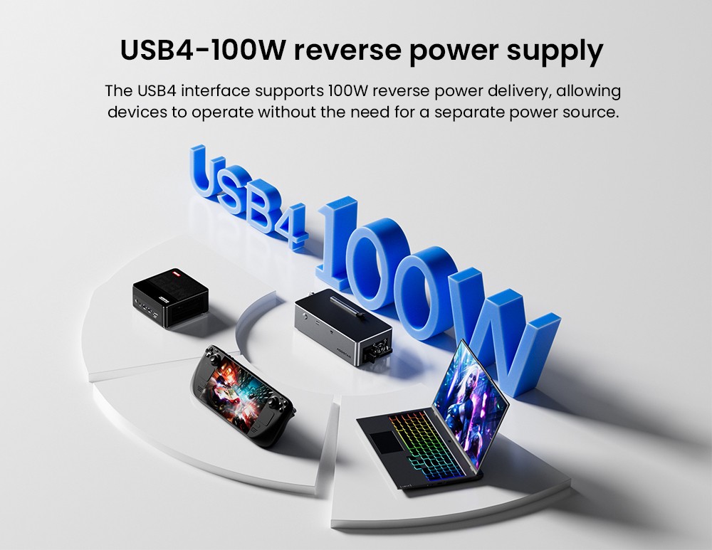 AOOSTAR AG02 eGPU Dock with Oculink & USB4 Port, 100W Reverse Charging, Built-in 800W Power Supply, Supports TGX Interface Hot-swap