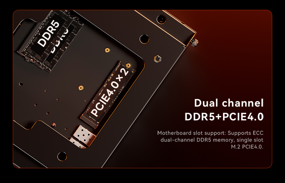 Mini PC NAS AOOSTAR WTR MAX 11 baies (sans RAM ni SSD), &eacute;cran secondaire, processeur AMD R7 Pro 8845HS 8 c&oelig;urs (jusqu'&agrave; 5,1 GHz), triple affichage (HDMI + DP + USB 4), 2 ports LAN 2,5G, 2 ports LAN 10G (Intel X710), 3 ports USB 3.2, 1 port Oculink, 1 lecteur de carte SD, 1 port USB Type-C, 1 prise audio (prise UE).