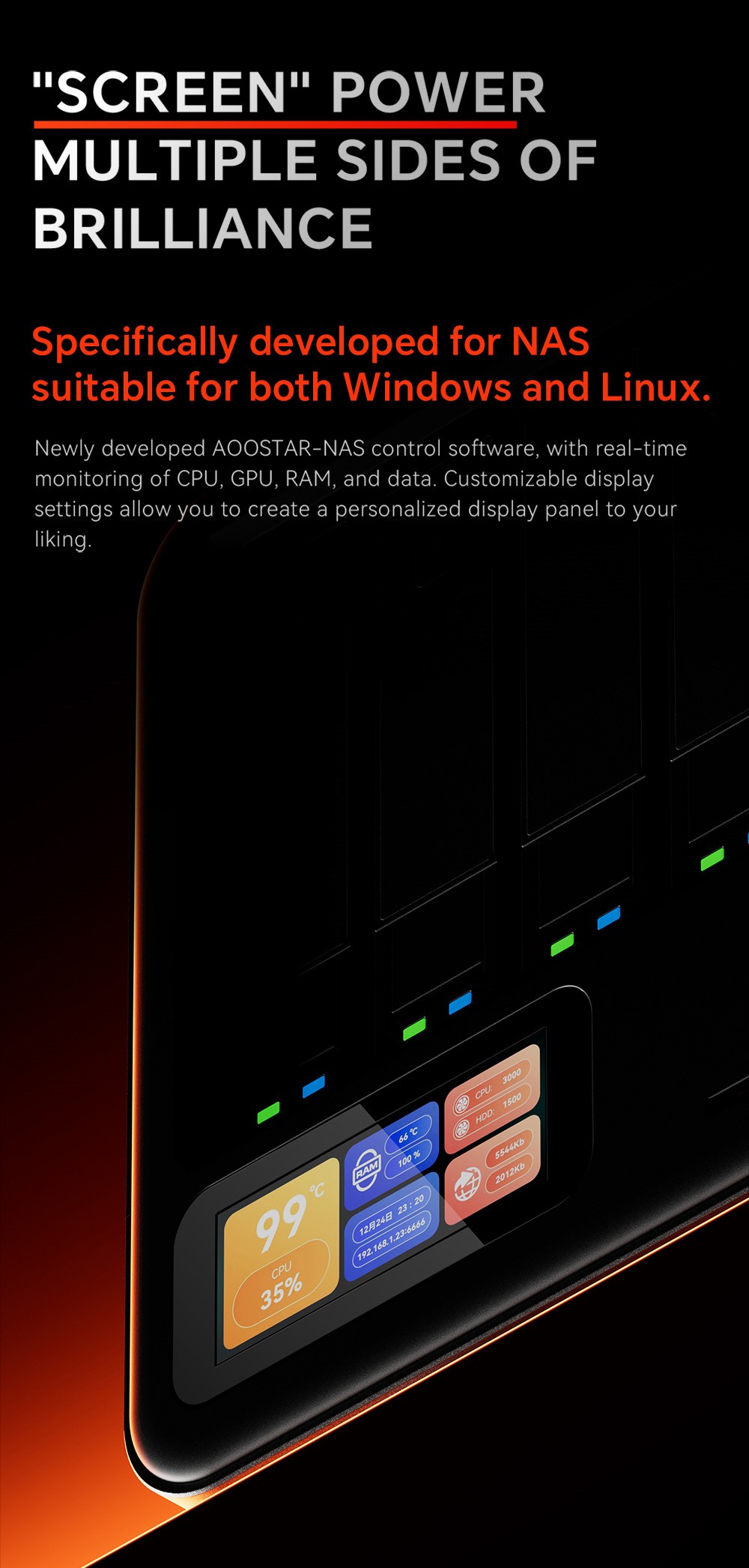 Mini PC NAS AOOSTAR WTR MAX 11 baies (sans RAM ni SSD), &eacute;cran secondaire, processeur AMD R7 Pro 8845HS 8 c&oelig;urs (jusqu'&agrave; 5,1 GHz), triple affichage (HDMI + DP + USB 4), 2 ports LAN 2,5G, 2 ports LAN 10G (Intel X710), 3 ports USB 3.2, 1 port Oculink, 1 lecteur de carte SD, 1 port USB Type-C, 1 prise audio (prise UE).