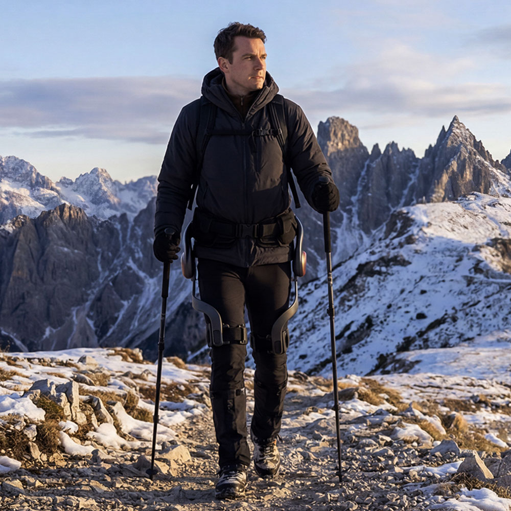 AstroShell Alpha 1 Pro Exoskeleton, 45% Leg Boost, AI Adaptive Assist, 1200W Peak Power, Dual-Battery Hot-Swap, 24km Range, 12 Motion Modes, 15-Second Quick Wear