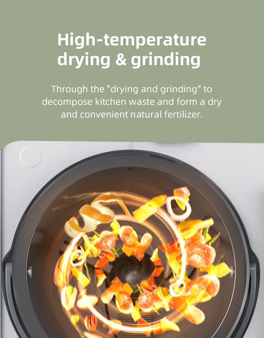 BEECO HQD-260-Plus K&uuml;chenkomposter, 2,5 l Fassungsverm&ouml;gen, Schnelltrocknung, 550 W Hochtemperatur-Trocknung und -Zerkleinerung, geruchsneutral dank Aktivkohlefilter, Bedienung per Knopfdruck, digitale Statusanzeige &ndash; Wei&szlig;