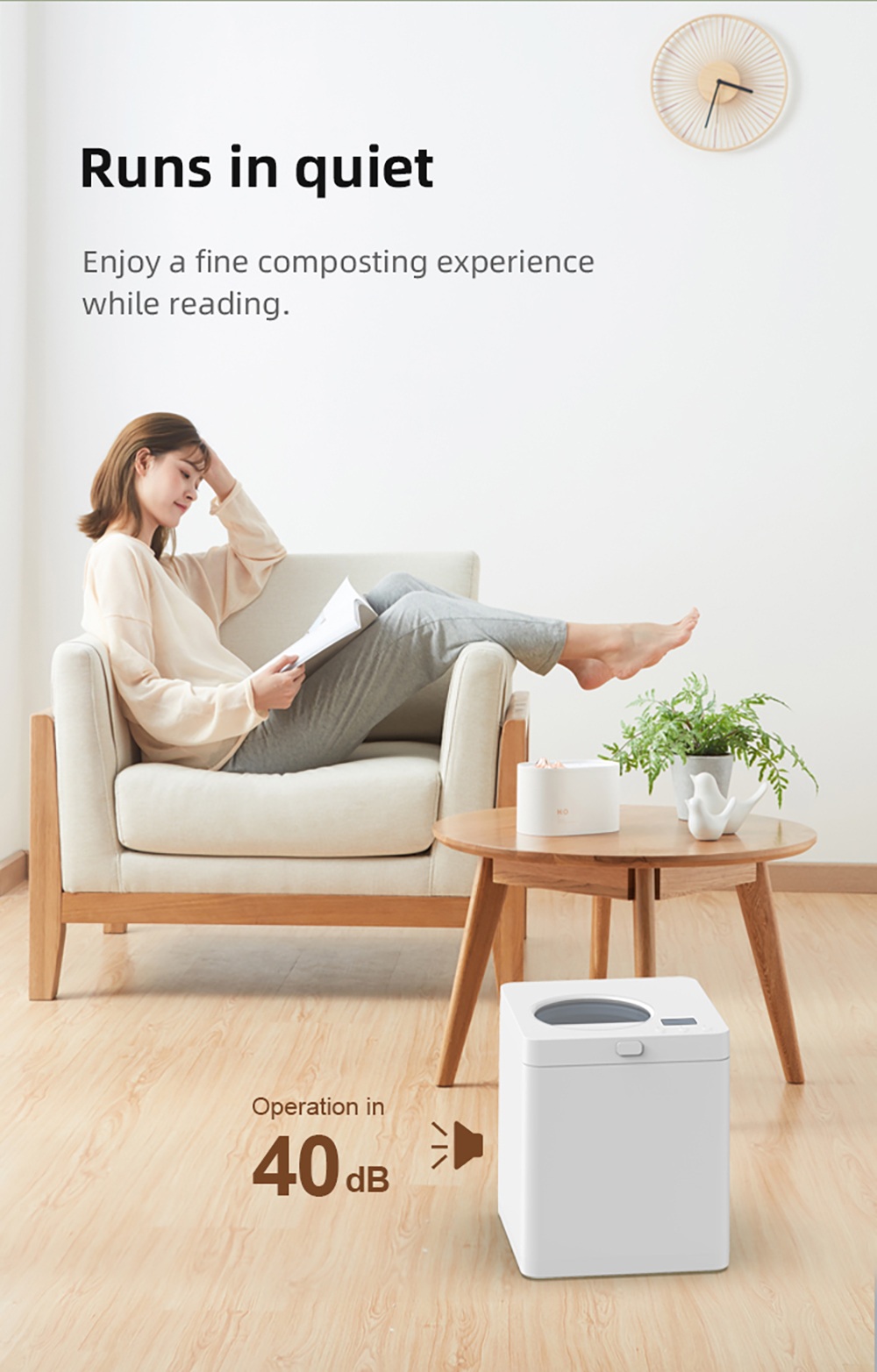 BEECO HQD-260-Plus K&uuml;chenkomposter, 2,5 l Fassungsverm&ouml;gen, Schnelltrocknung, 550 W Hochtemperatur-Trocknung und -Zerkleinerung, geruchsneutral dank Aktivkohlefilter, Bedienung per Knopfdruck, digitale Statusanzeige &ndash; Wei&szlig;