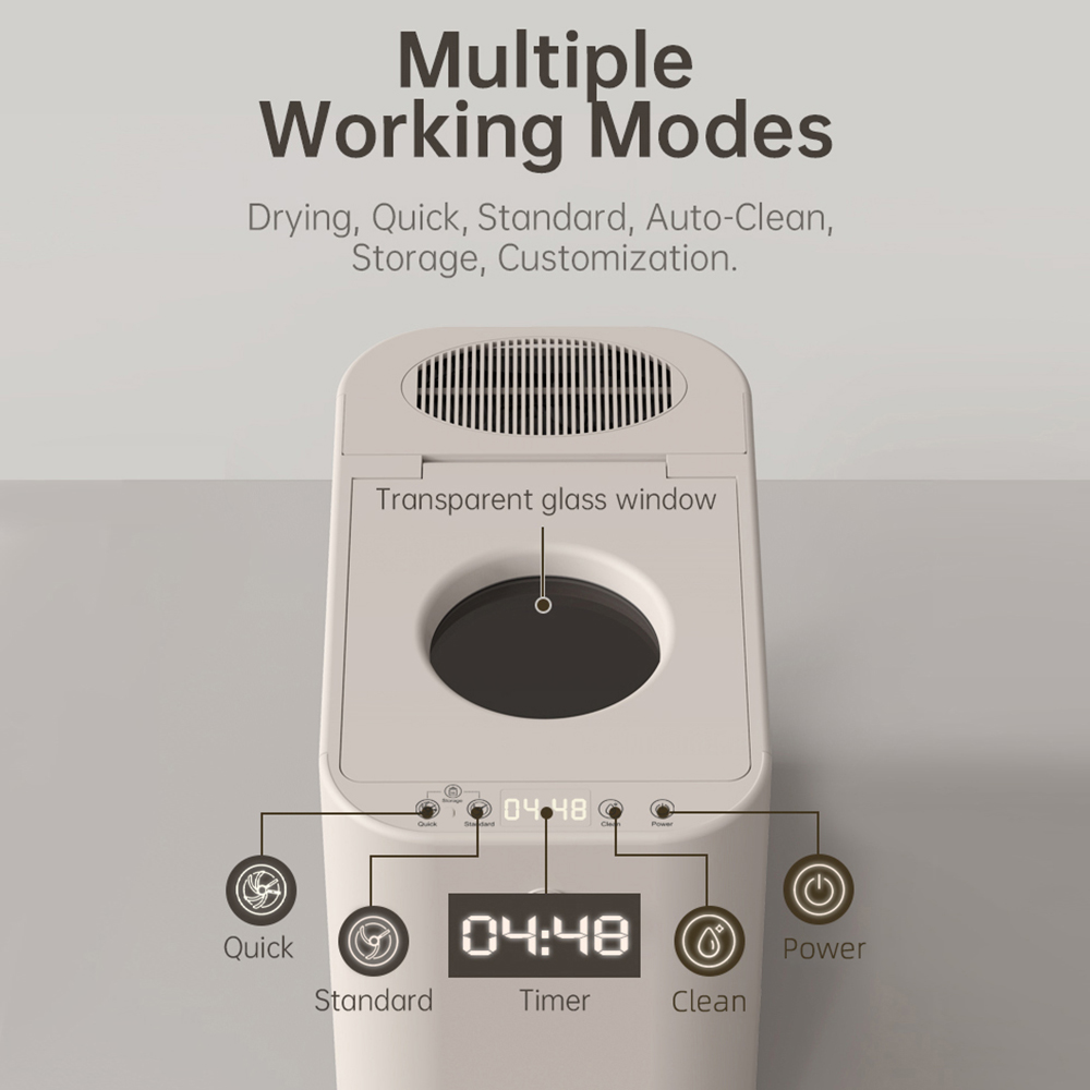 BEECO HQD-260C Elektrischer K&uuml;chenkomposter, 2,5 l Fassungsverm&ouml;gen, 470 W Leistung, 6 intelligente Modi, Selbstreinigung, geruchsneutral dank Aktivkohlefilter, kompaktes Design mit Sichtfenster, Ein-Knopf-Bedienung &ndash; Lotte White