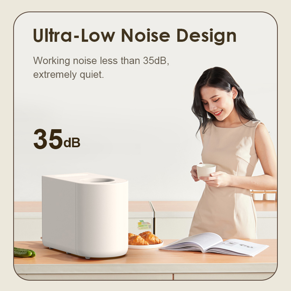 BEECO HQD-450 Intelligenter elektrischer K&uuml;chenkomposter, KI-Steuerung, Aktivkohle-Geruchsfilterung, Selbstreinigung, 4,5 l Fassungsverm&ouml;gen, Mehrzweck-Bioabfallzerkleinerer &ndash; Lotte White