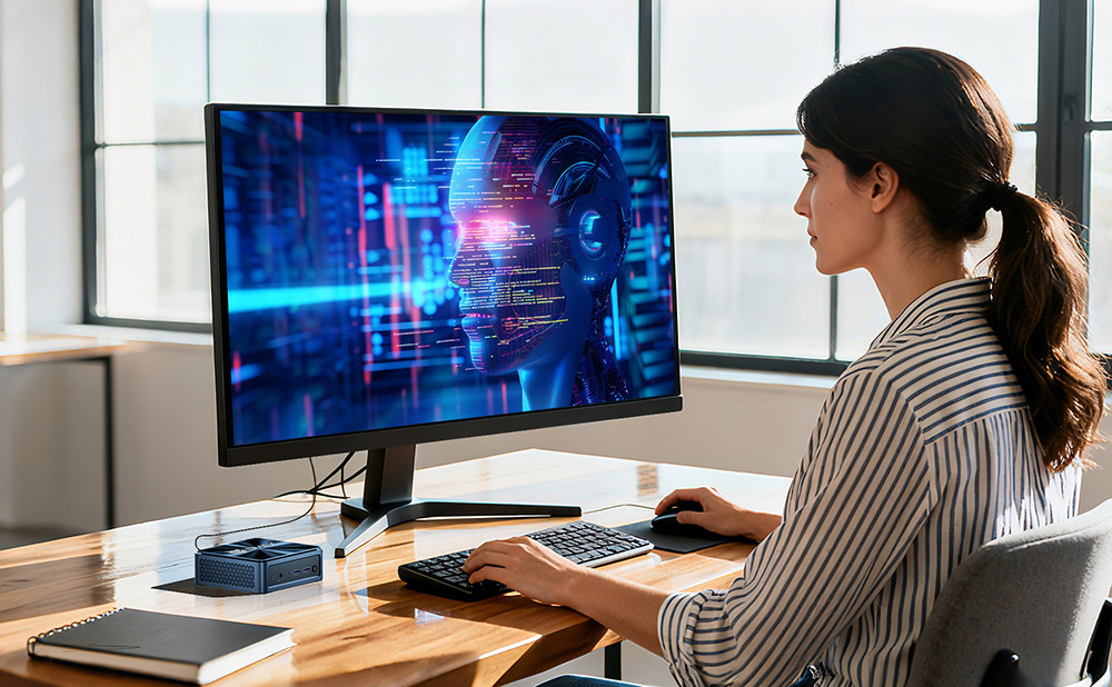 BMAX B11 Power Mini PC, Intel Core Ultra 7 155H 16 cœurs jusqu'à 4,8GHz, 24Go LPDDR5 RAM 1To SSD, Intel Arc Graphics, HDMI + DP + Type-C Tout-en-un 4K Triple Écran, 2,5G RJ45 WiFi 6 Bluetooth 5.2, AI Boost NPU