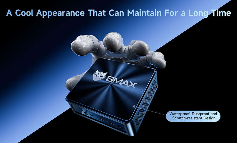 BMAX B11 Power Mini PC, Intel Core Ultra 7 155H 16 cœurs jusqu'à 4,8GHz, 24Go LPDDR5 RAM 1To SSD, Intel Arc Graphics, HDMI + DP + Type-C Tout-en-un 4K Triple Écran, 2,5G RJ45 WiFi 6 Bluetooth 5.2, AI Boost NPU