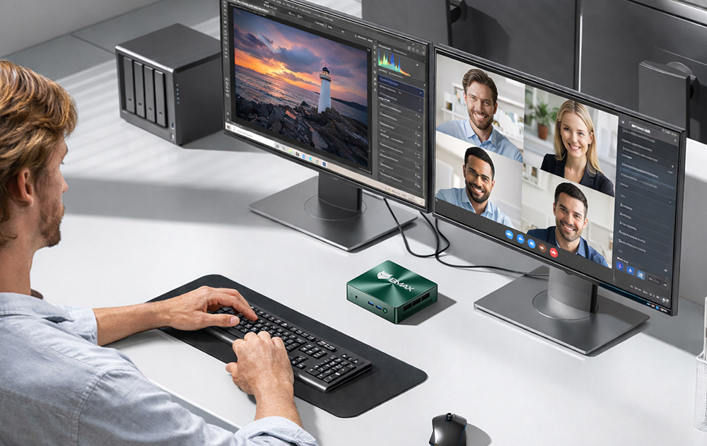 BMAX B6 Turbo Mini-PC, Intel Core i5-8257U (4 Kerne, bis zu 3,9 GHz), 16 GB DDR4-RAM, 512 GB SSD, HDMI + DP Dual-4K-Display, 4 USB 3.0-Anschl&uuml;sse (11.000 Mbit/s), RJ45-Anschluss, 1 x 3,5-mm-Audioanschluss, WLAN 6, Bluetooth 5.0