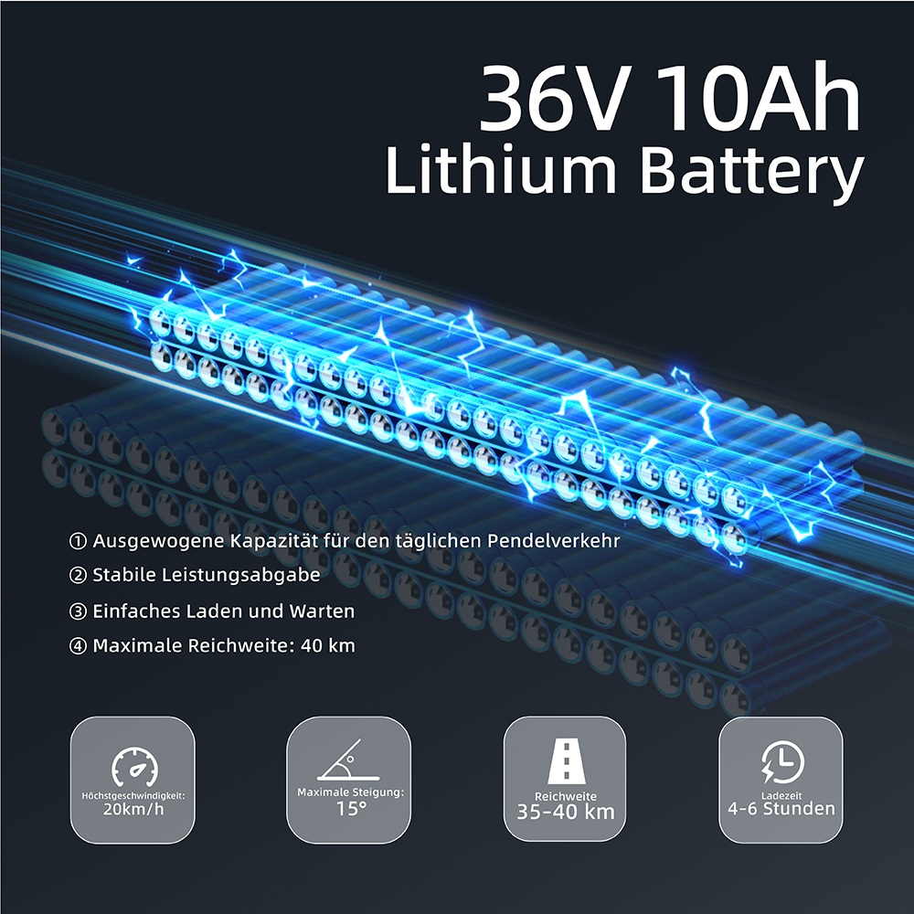 E9TMax Electric Scooter, 500W Motor, 36V10Ah Battery, 20km/h Speed, 40km Range, 10