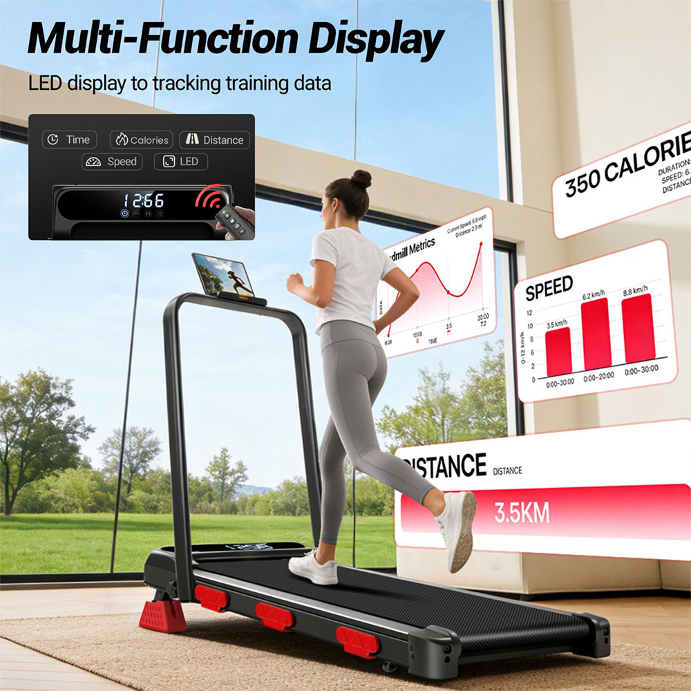 EviTrend Z1F 3-in-1 Foldable Treadmill with 16% Incline, 3 Manual Incline Levels, 2.5HP Quiet Brushless Motor, 10km/h Max Speed, 136kg Capacity, 39cm Wide Running Belt, 6 Shock Absorbers, LED Display, for Home & Office