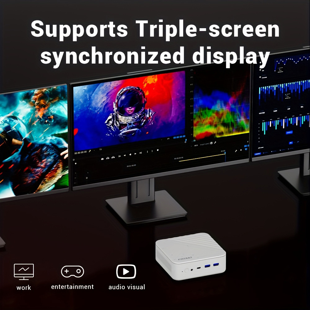 FIREBAT AM02 Mini-PC (Barebone, ohne RAM und SSD), AMD Ryzen 7 8745HS 8 Kerne, max. 4,9 GHz, Triple-Display mit USB-C, DisplayPort und HDMI, WLAN 6, Bluetooth 5.2, 2 x USB 3.2, 2 x USB 2.0, 2 x 2,5G RJ45