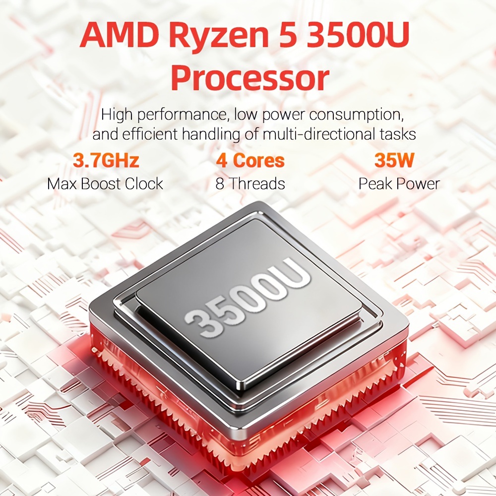 FIREBAT R2 Mini PC, AMD Ryzen 5 3500U 4 Cores Max 3.7GHz, 16GB RAM 512GB SSD, 2*HDMI Dual 4K Display, WiFi 5 Bluetooth 4.2, 1*USB-C, 2*USB3.2, 2*USB2.0, 1*RJ45, 1*Audio Jack