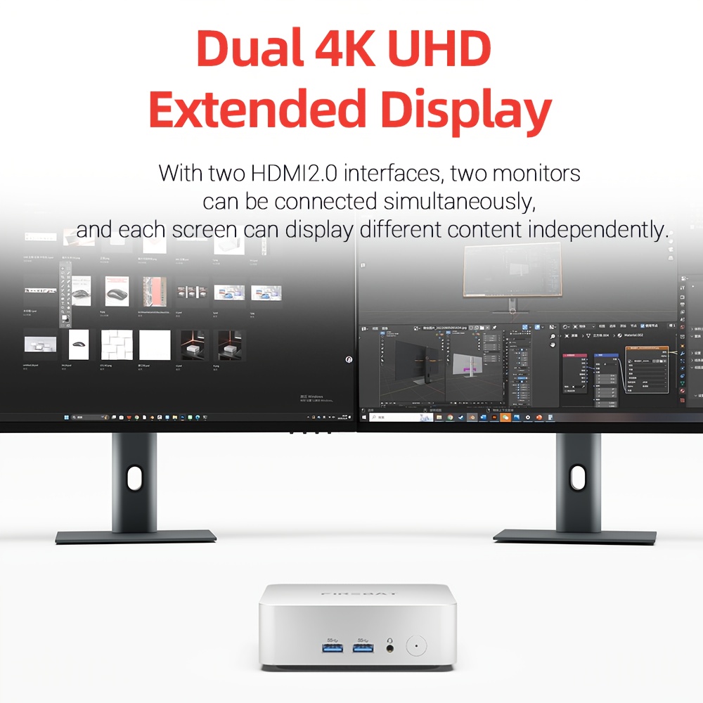FIREBAT R2 Mini PC, AMD Ryzen 5 3500U 4 Cores Max 3.7GHz, 16GB RAM 512GB SSD, 2*HDMI Dual 4K Display, WiFi 5 Bluetooth 4.2, 1*USB-C, 2*USB3.2, 2*USB2.0, 1*RJ45, 1*Audio Jack