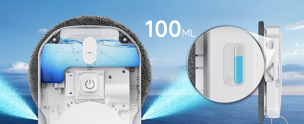 FMART T11 Window Cleaning Robot with 10 Wipes, 5300Pa Suction, 4-Way Auto Spray, 100ml Tank, 60mm Slim Design, 20min UPS, 4m Safety Rope, Smart Navigation, Remote Control