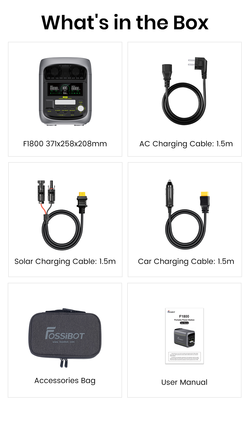 Tragbare Powerstation FOSSiBOT F1800, 1024 Wh LiFePO4, 1800 W AC-Ausgang, ultraschnelles Laden mit 1200 W AC und 500 W Solar, mehrere USB-/Typ-C-/Kfz-Anschl&uuml;sse, App-Steuerung, leise USV (<10 ms).