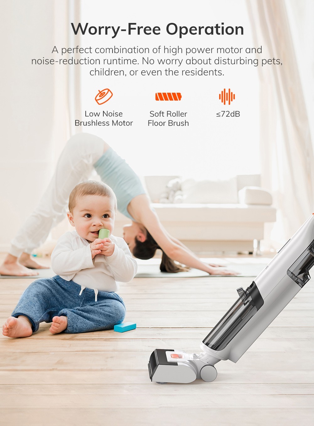 Refurbished ILIFE W90 Cordless Wet Dry Vacuum Cleaner, 3 in 1 Vacuum Mop and Wash, Self-Cleaning, 700ml Water Tank, 30Mins Runtime, 3000mAh Battery, Voice Reminder - White