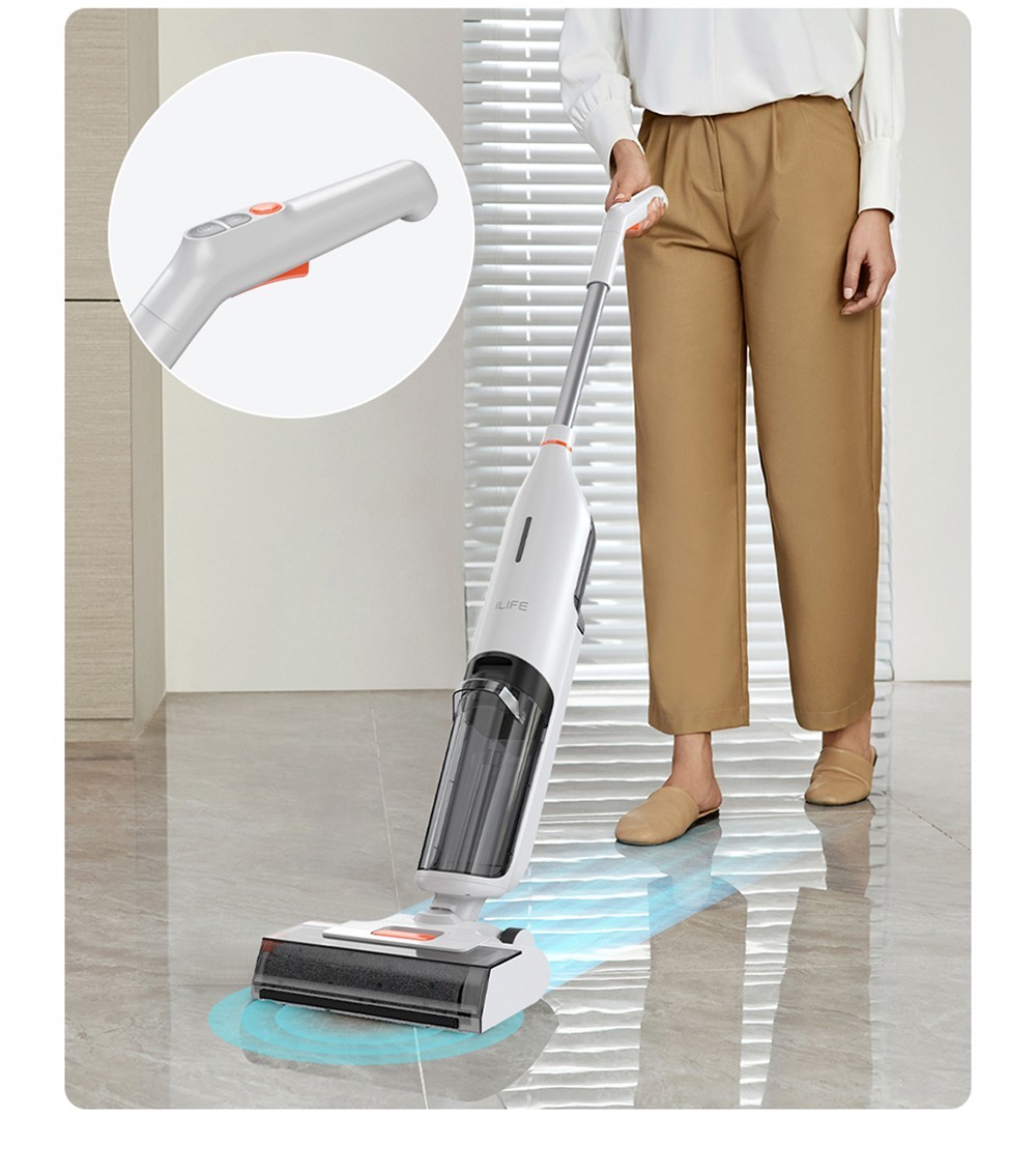 Refurbished ILIFE W90 Cordless Wet Dry Vacuum Cleaner, 3 in 1 Vacuum Mop and Wash, Self-Cleaning, 700ml Water Tank, 30Mins Runtime, 3000mAh Battery, Voice Reminder - White