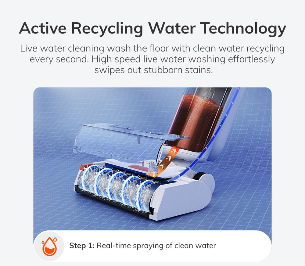 Refurbished ILIFE W90 Cordless Wet Dry Vacuum Cleaner, 3 in 1 Vacuum Mop and Wash, Self-Cleaning, 700ml Water Tank, 30Mins Runtime, 3000mAh Battery, Voice Reminder - White