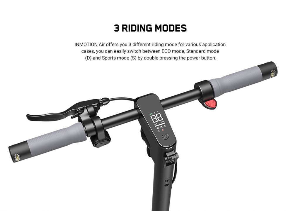 INMOTION Air Elektroroller, 350-W-Motor (720 W Spitzenleistung), 270-Wh-Akku, 10-Zoll-Luftreifen, 30 km/h H&ouml;chstgeschwindigkeit, 35 km Reichweite, elektronische und Trommelbremsen, 120 kg Zuladung