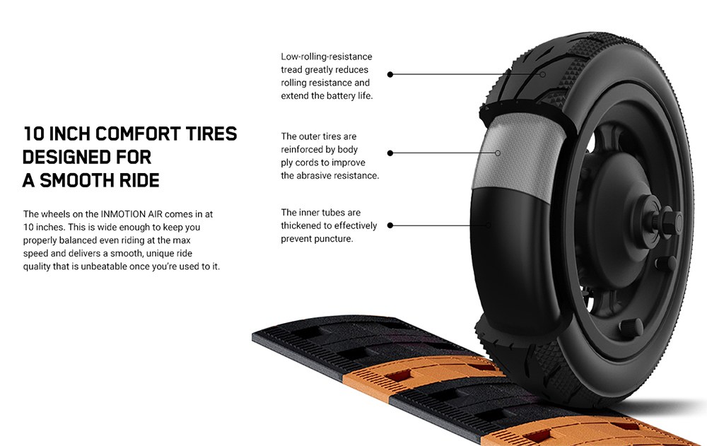 INMOTION Air Elektroroller, 350-W-Motor (720 W Spitzenleistung), 270-Wh-Akku, 10-Zoll-Luftreifen, 30 km/h H&ouml;chstgeschwindigkeit, 35 km Reichweite, elektronische und Trommelbremsen, 120 kg Zuladung