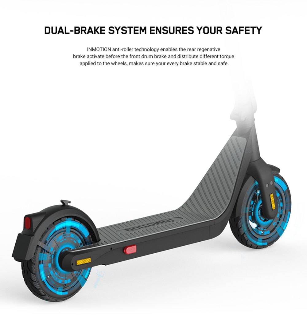 INMOTION Air Elektroroller, 350-W-Motor (720 W Spitzenleistung), 270-Wh-Akku, 10-Zoll-Luftreifen, 30 km/h H&ouml;chstgeschwindigkeit, 35 km Reichweite, elektronische und Trommelbremsen, 120 kg Zuladung