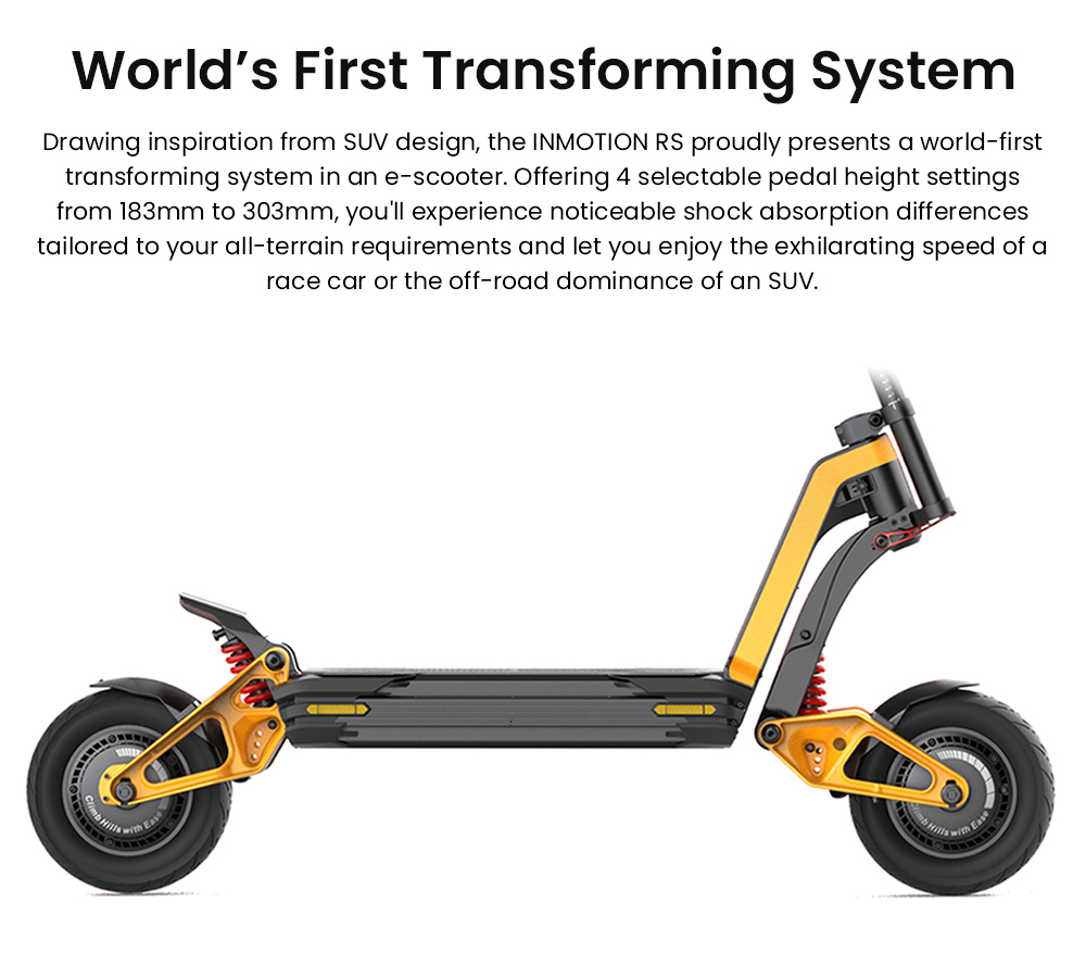INMOTION RS Elektroroller, 2000-W-Motor (2x), 72-V-40-Ah-Akku, 11&times;3,5-Zoll-Reifen, 110 km/h H&ouml;chstgeschwindigkeit, 160 km Reichweite, hydraulische Scheibenbremsen, einstellbare Vorder- und Hinterradfederung, 150 kg Zuladung