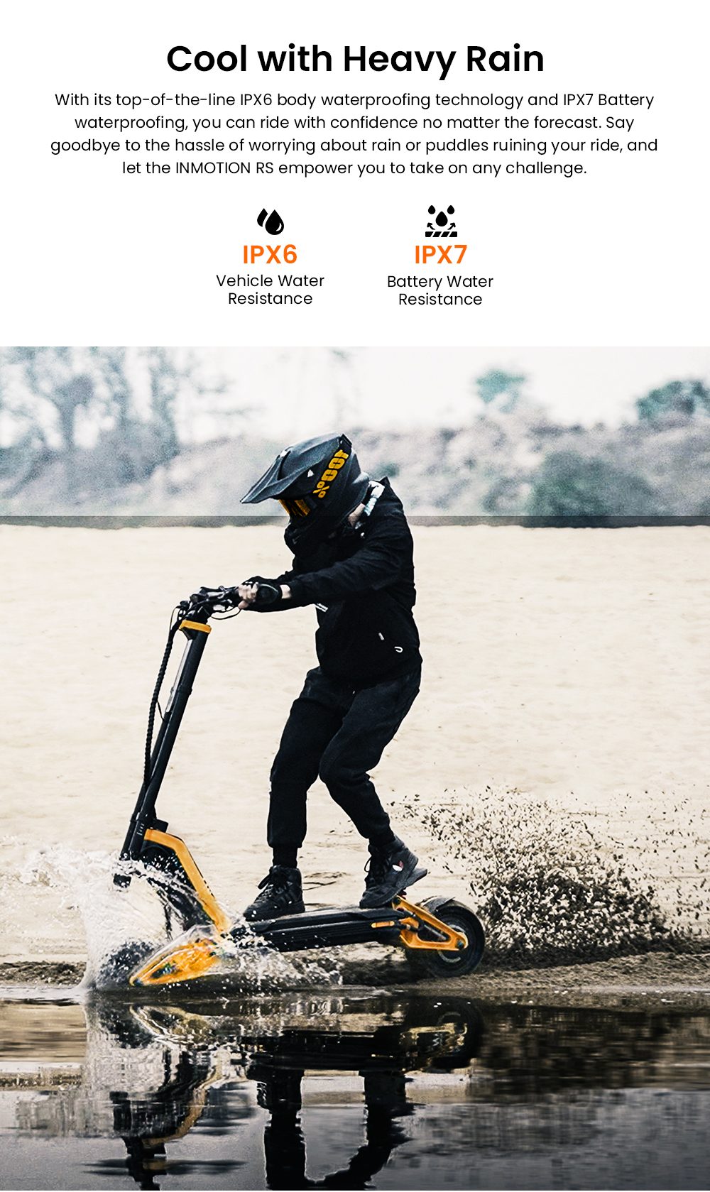 INMOTION RS Elektroroller, 2000-W-Motor (2x), 72-V-40-Ah-Akku, 11&times;3,5-Zoll-Reifen, 110 km/h H&ouml;chstgeschwindigkeit, 160 km Reichweite, hydraulische Scheibenbremsen, einstellbare Vorder- und Hinterradfederung, 150 kg Zuladung
