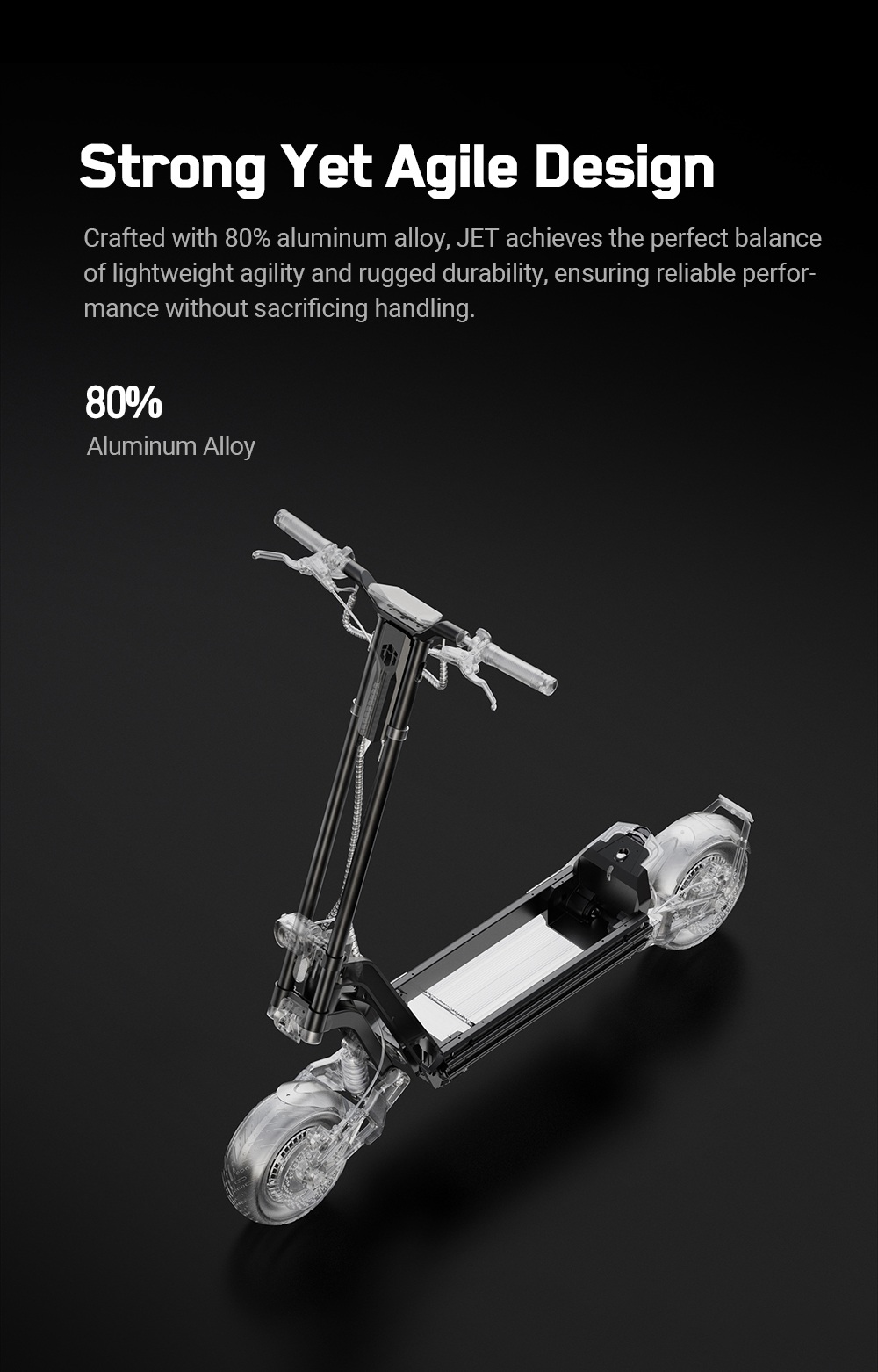INMOTION RS Jet Elektroroller, 2 x 1200-W-Motor, 72-V-25-Ah-Akku, 11-Zoll-Reifen, 80 km/h H&ouml;chstgeschwindigkeit, 100 km Reichweite, Vorder- und Hinterradschwinge, einstellbare Bodenfreiheit, 4,3-Zoll-Touchscreen-Display