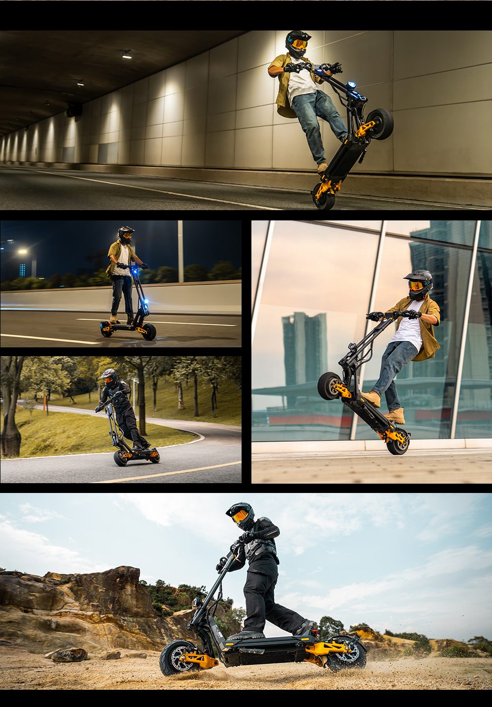 INMOTION RS Jet Elektroroller, 2 x 1200-W-Motor, 72-V-25-Ah-Akku, 11-Zoll-Reifen, 80 km/h H&ouml;chstgeschwindigkeit, 100 km Reichweite, Vorder- und Hinterradschwinge, einstellbare Bodenfreiheit, 4,3-Zoll-Touchscreen-Display