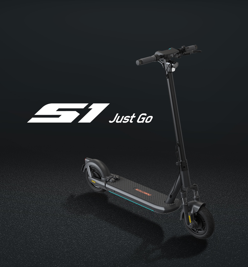 Trottinette &eacute;lectrique INMOTION S1, moteur 500 W (1000 W en cr&ecirc;te), batterie 54 V 13 Ah, pneu pneumatique 10 pouces, vitesse maximale 30 km/h, autonomie 90 km, suspensions avant et arri&egrave;re, &eacute;tanch&eacute;it&eacute; IP55, &eacute;cran LCD