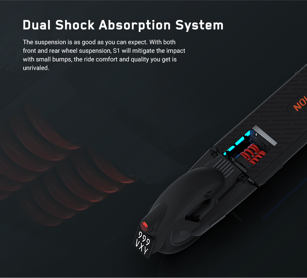 Trottinette &eacute;lectrique INMOTION S1, moteur 500 W (1000 W en cr&ecirc;te), batterie 54 V 13 Ah, pneu pneumatique 10 pouces, vitesse maximale 30 km/h, autonomie 90 km, suspensions avant et arri&egrave;re, &eacute;tanch&eacute;it&eacute; IP55, &eacute;cran LCD