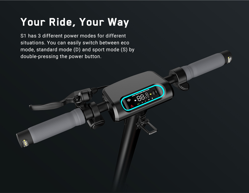 Trottinette &eacute;lectrique INMOTION S1, moteur 500 W (1000 W en cr&ecirc;te), batterie 54 V 13 Ah, pneu pneumatique 10 pouces, vitesse maximale 30 km/h, autonomie 90 km, suspensions avant et arri&egrave;re, &eacute;tanch&eacute;it&eacute; IP55, &eacute;cran LCD