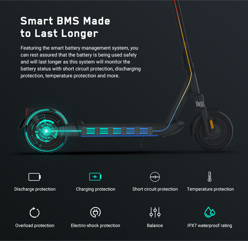 Trottinette &eacute;lectrique INMOTION S1, moteur 500 W (1000 W en cr&ecirc;te), batterie 54 V 13 Ah, pneu pneumatique 10 pouces, vitesse maximale 30 km/h, autonomie 90 km, suspensions avant et arri&egrave;re, &eacute;tanch&eacute;it&eacute; IP55, &eacute;cran LCD