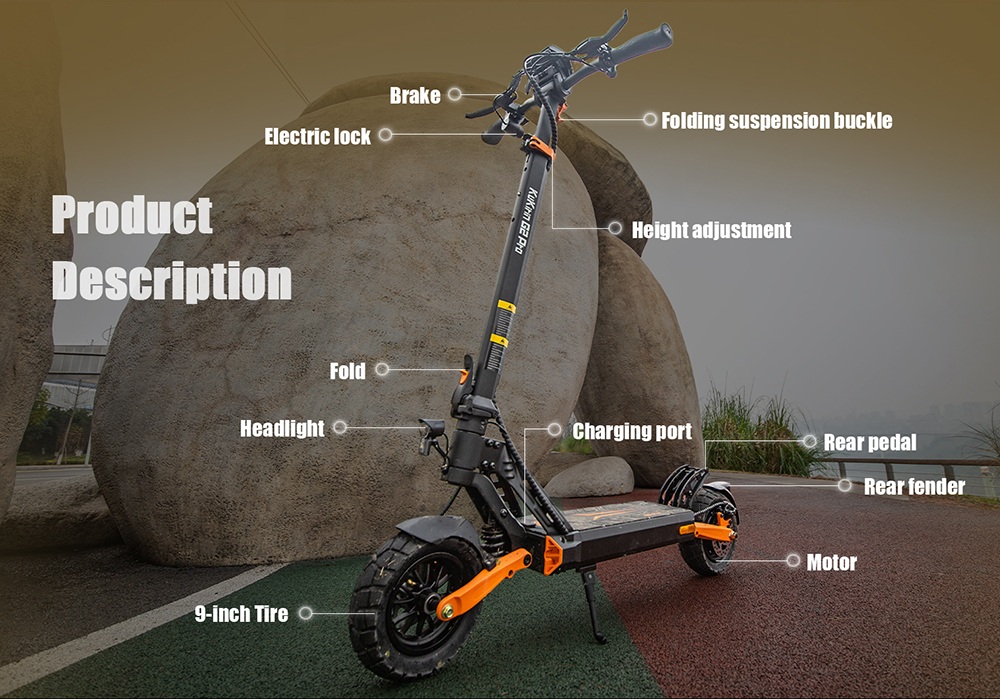 KuKirin G2 Pro ABE Elektroroller, 500W Motor, 48V 15,6Ah Batterie, 9-Zoll Vakuumreifen, 20 km/h H&ouml;chstgeschwindigkeit, 65 km Reichweite, Doppelte Scheibenbremsen, 19&deg; Steigf&auml;higkeit, IP54 Wasserdicht, 120 kg Traglast
