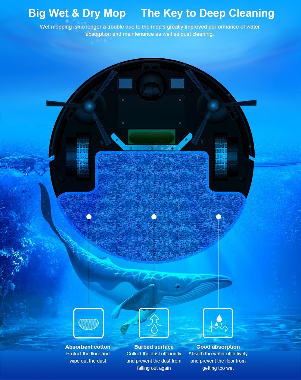 Refurbished Liectroux M7S Pro Robot Vacuum Cleaner Sweeping Vacuuming Mopping Integrated  2D Map Navigation, 4400mAh Battery, Run 110mins - Black