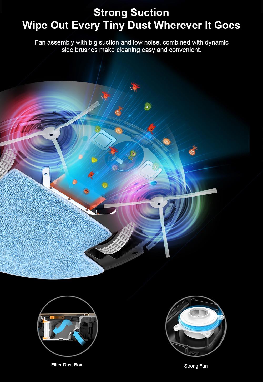 Refurbished Liectroux M7S Pro Robot Vacuum Cleaner Sweeping Vacuuming Mopping Integrated  2D Map Navigation, 4400mAh Battery, Run 110mins - Black